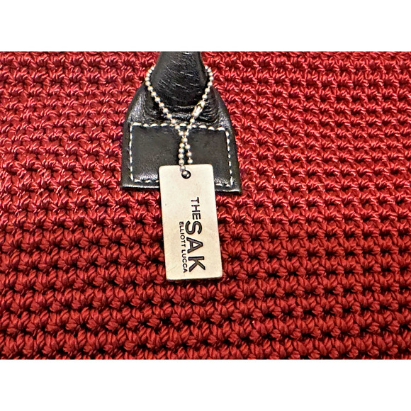 The Sak Red Handbag with Black Leather Trim Handles - Picture 3 of 15